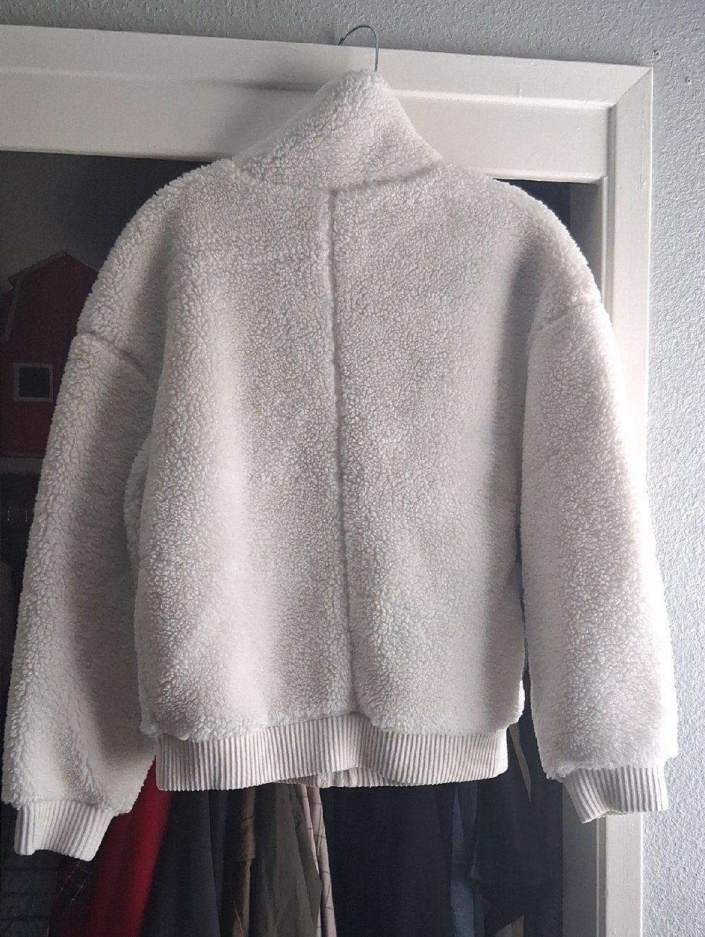 Alo Yoga Sherpa Zip Up Collared Jacket White Small Oversized - Picture 14 of 14